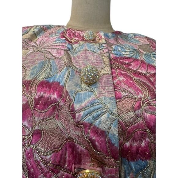 "RICHILENE" RARE! VTG 2 Pc.Set SZ 14 Formal Party Designer USA Metallic Threads - Picture 5 of 16